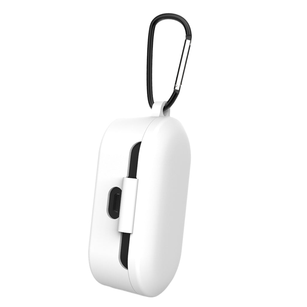 For QCY T1S/QS2 Earbuds Cover Bluetooth Earphone Case Cover Protective Case Arctic White+anti-lost buckle