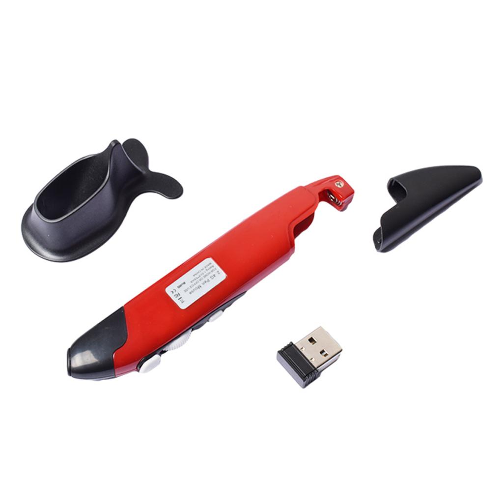 2.4Ghz Optical Wireless Pen Mouse USB Receiver Laptop Drawing Writing Red