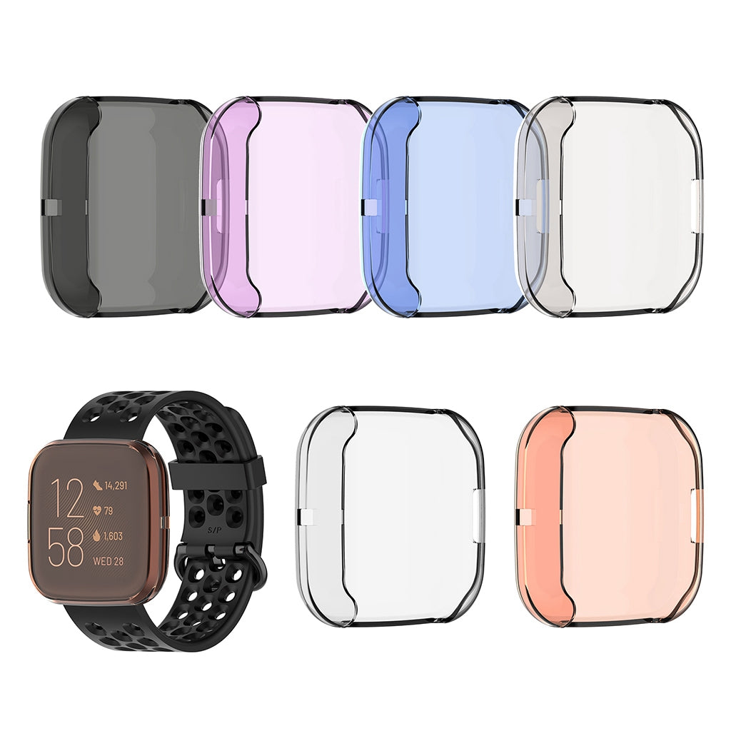 For Fitbit Versa2 Silicone TPU Case Screen Protector Frame Cover HD white