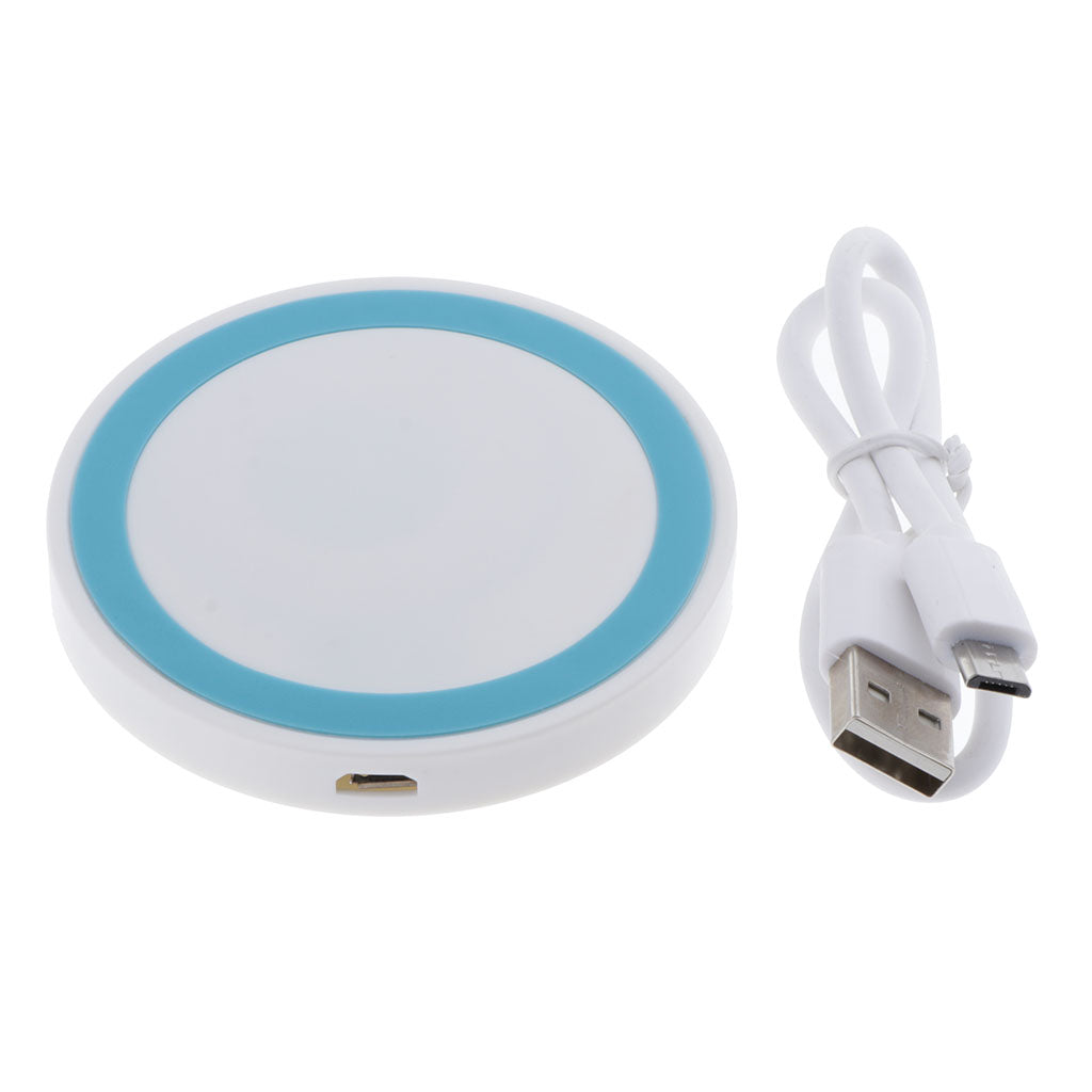 QI Wireless Charger Pad Fast Charging Station for iPhone XS  White +  Blue