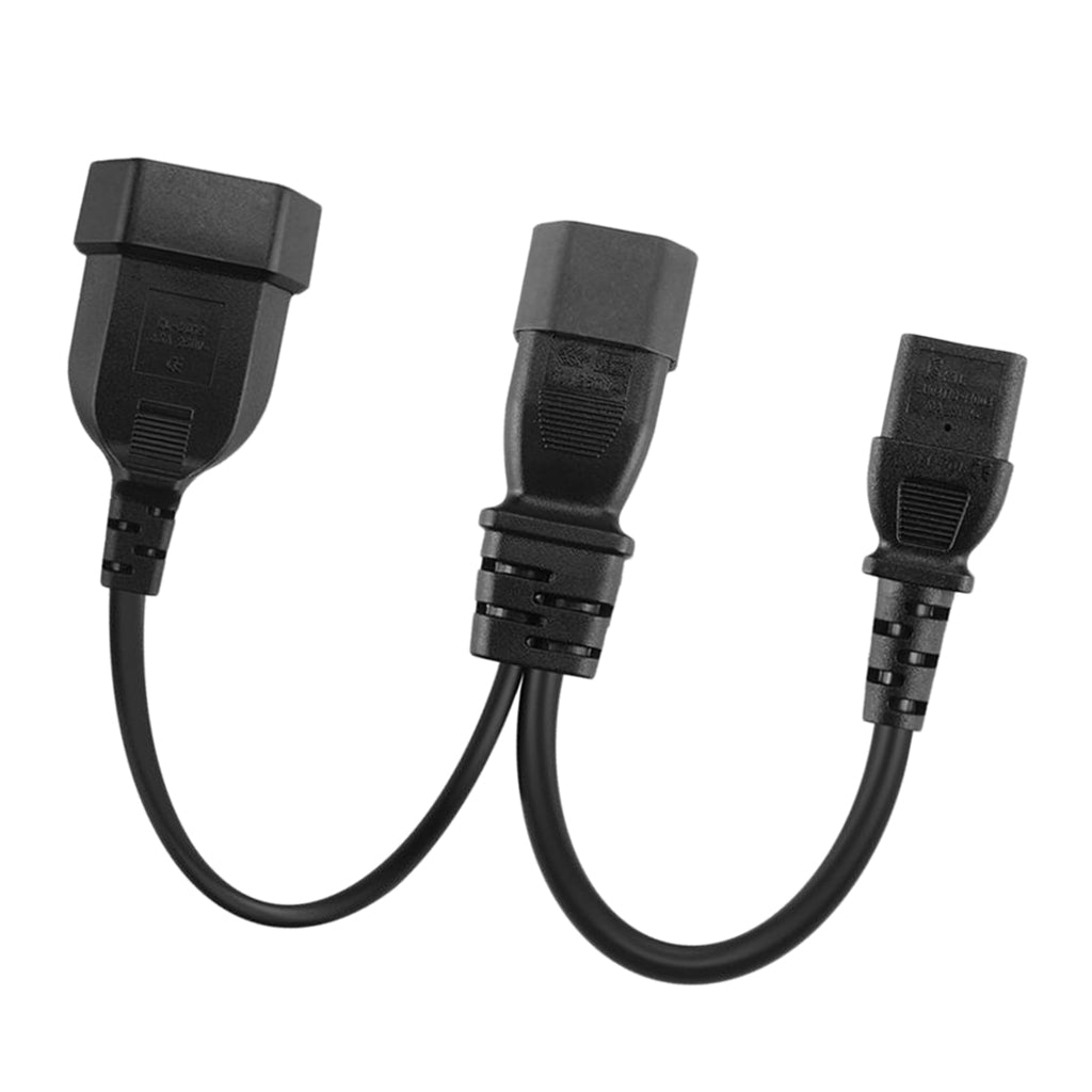 IEC 3Pole C14 Male to C13 & Euro 2 Pin Female 2 in 1 Y Split Power Cord 25CM