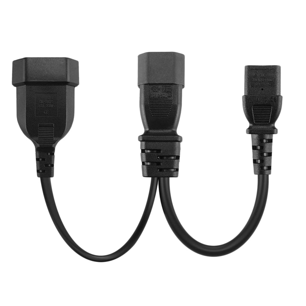 IEC 3Pole C14 Male to C13 & Euro 2 Pin Female 2 in 1 Y Split Power Cord 25CM