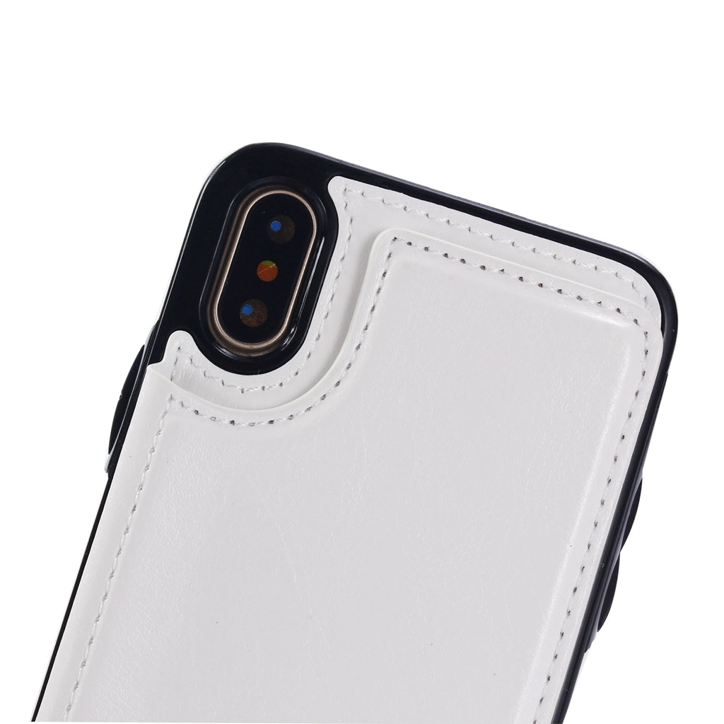 PU Leather Flip Stand Wallet Phone Protective Cover for iPhone X White