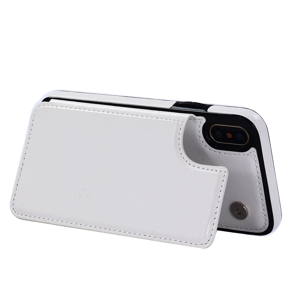 PU Leather Flip Stand Wallet Phone Protective Cover for iPhone X White