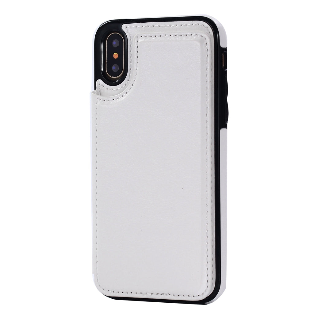 PU Leather Flip Stand Wallet Phone Protective Cover for iPhone X White