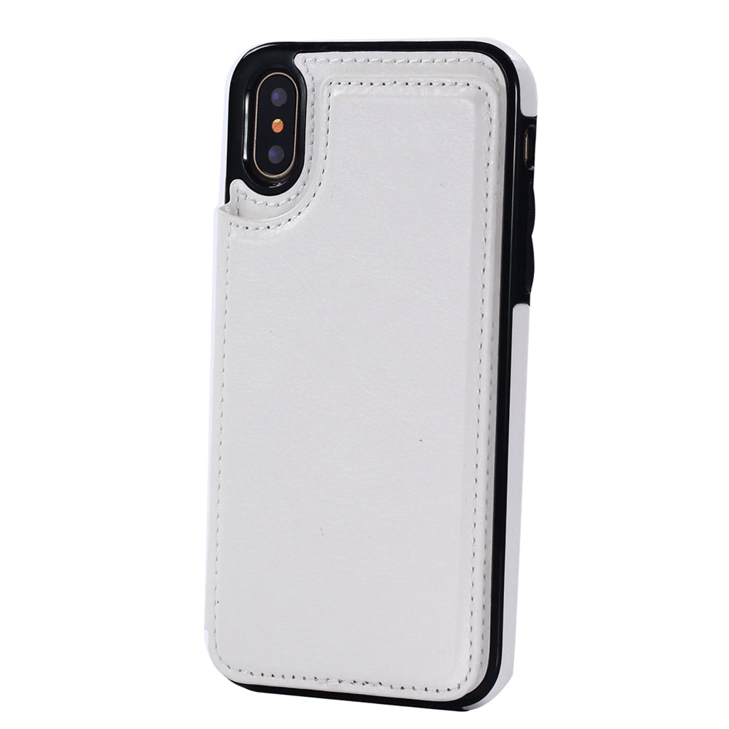 PU Leather Flip Stand Wallet Phone Protective Cover for iPhone X White