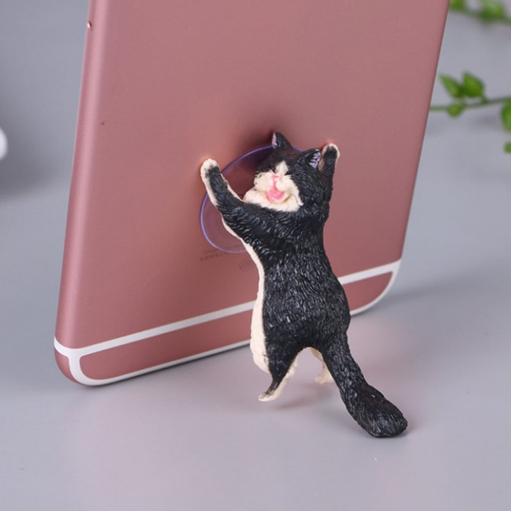 Lovely Cat Model Sucker Cellphone Bracket Holder Finger Grip Mount Black