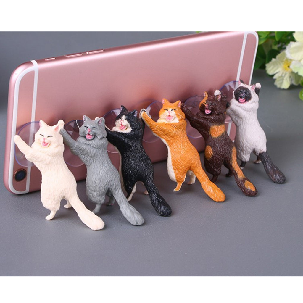 Lovely Cat Model Sucker Cellphone Bracket Holder Finger Grip Mount Coffee