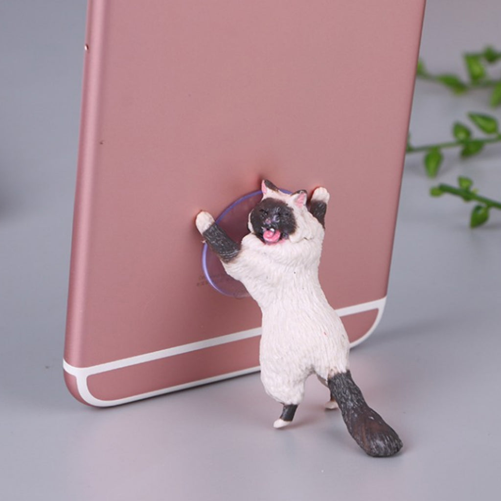 Lovely Cat Model Sucker Cellphone Bracket Holder Finger Grip Mount Lightgray