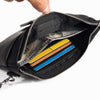 Unisex Durable PU Leather Zipper Coin Purse Mini Wallet Key Pouch - Black