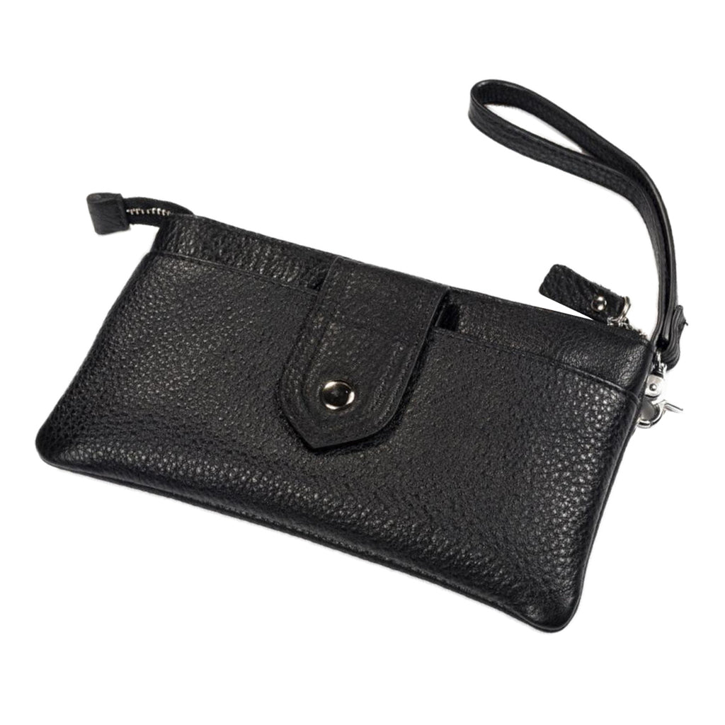 Unisex Durable PU Leather Zipper Coin Purse Mini Wallet Key Pouch - Black