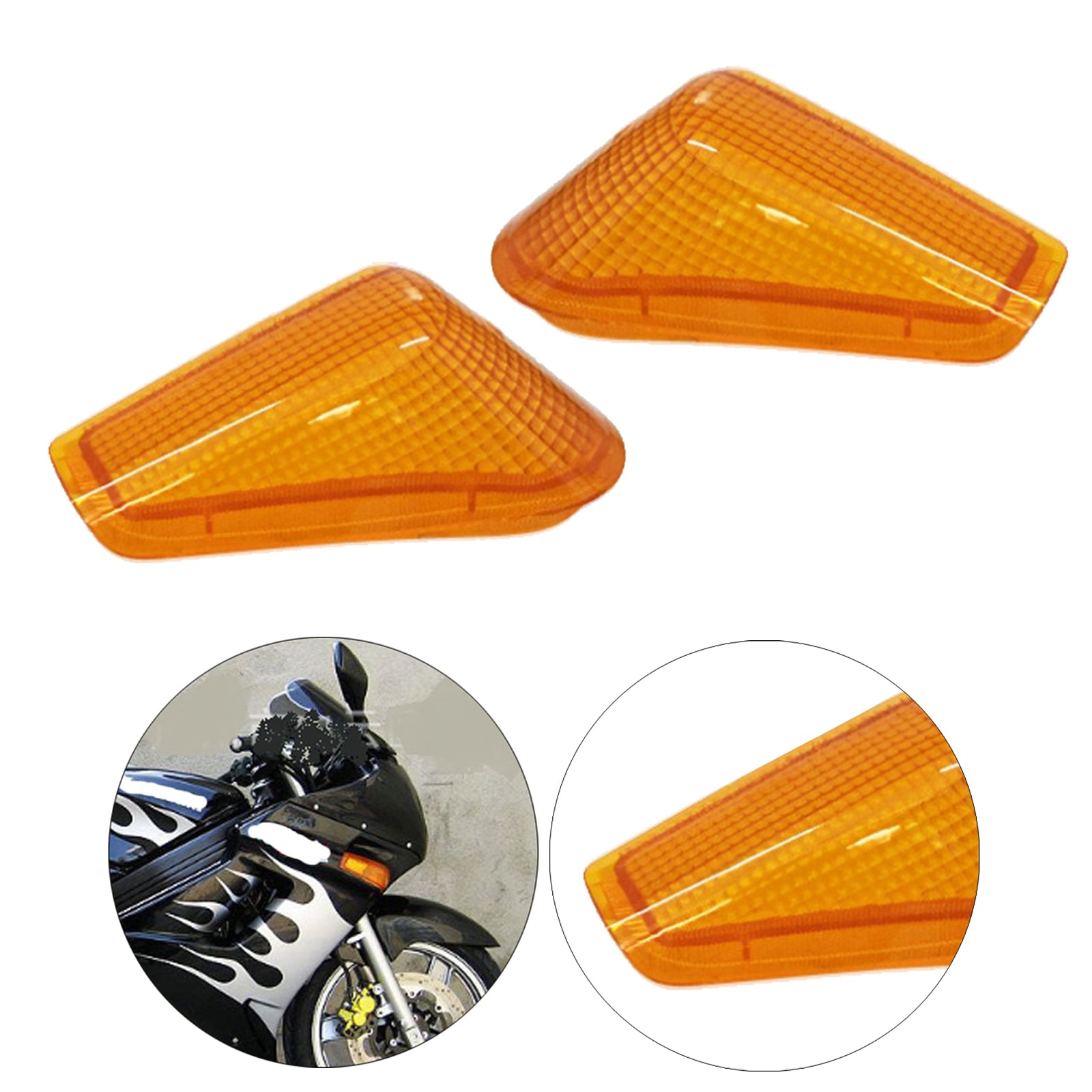 Pair Front Left & Right Turn Signal Indicator Light Lens for Kawasaki ZZR250