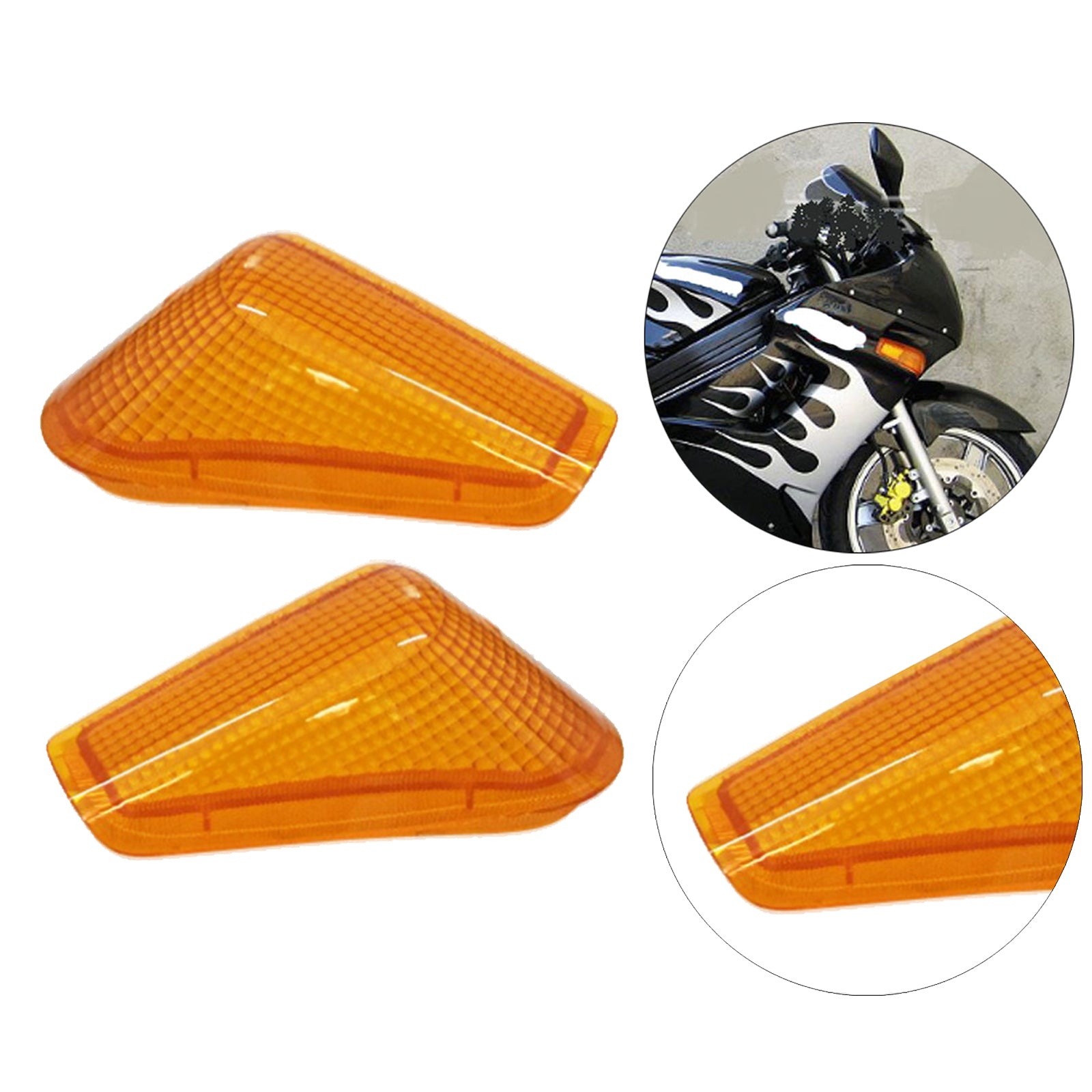 Pair Front Left & Right Turn Signal Indicator Light Lens for Kawasaki ZZR250