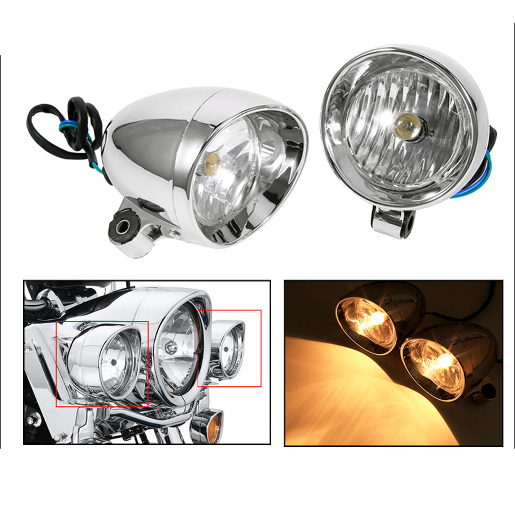 Motorcycle Retro Bullet LED Headlamp Auxiliary Headlamp Fog Lamp Universal