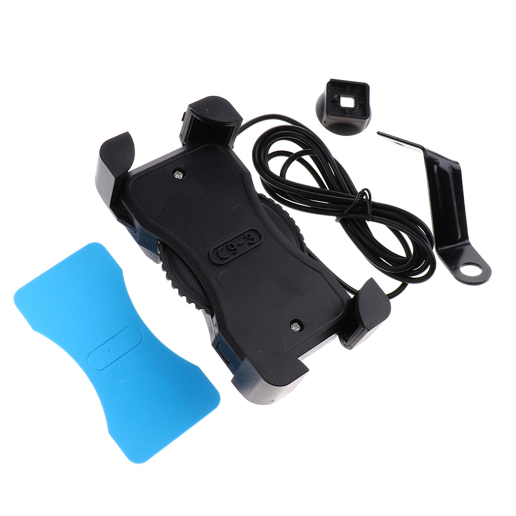 Adjustable Handlebar Cellphone Bicycle Holder for Motorcycle Blue + Black