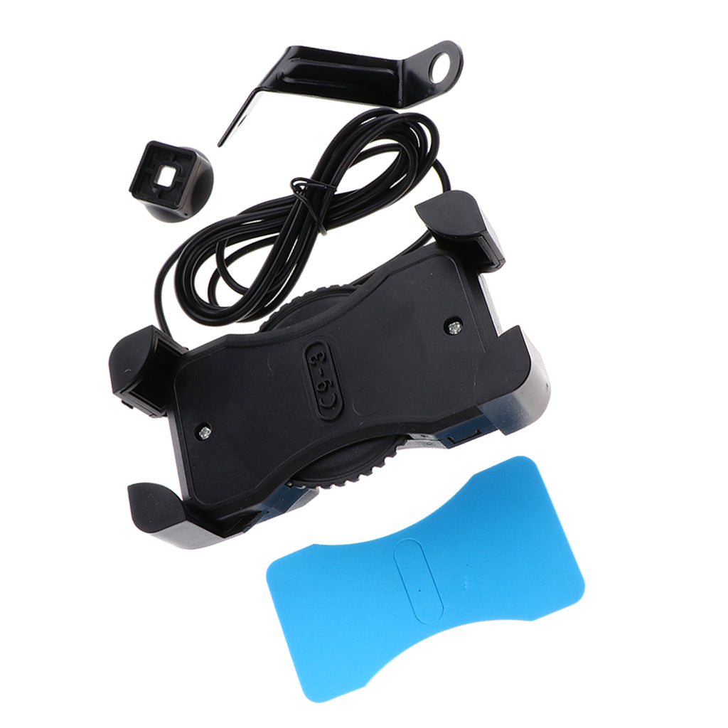 Adjustable Handlebar Cellphone Bicycle Holder for Motorcycle Blue + Black