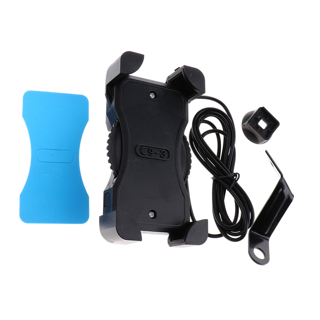 Adjustable Handlebar Cellphone Bicycle Holder for Motorcycle Blue + Black