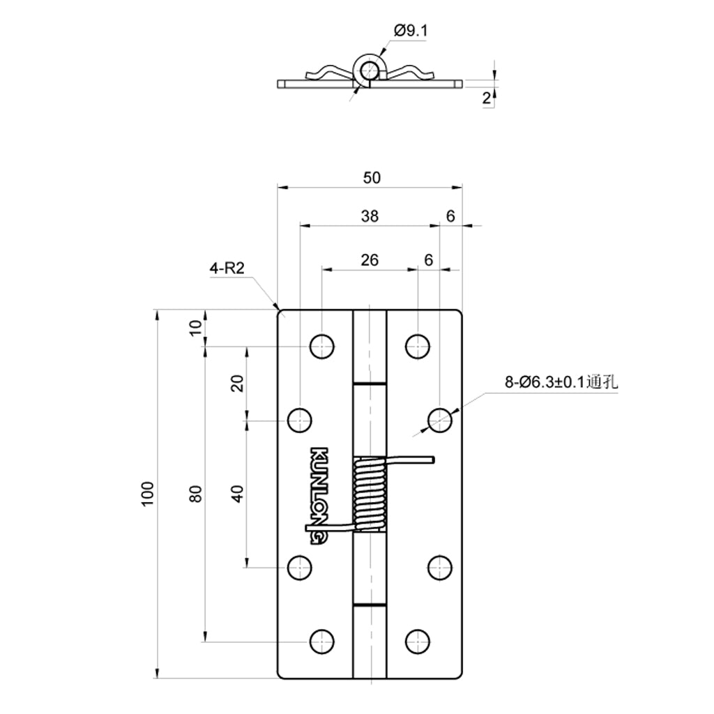 Stainless Steel Spring Marine Boat Cast Square Door Deck Hinge Silver