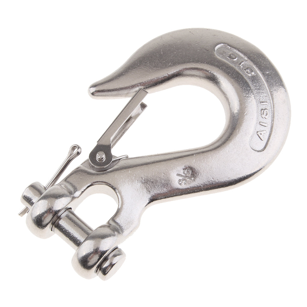 Marine 316 Stainless Steel Trailer Safety Chain Latch Clevis Hook 0.38 inch