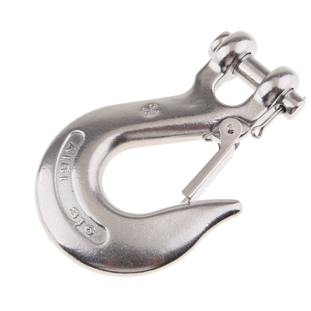 Marine 316 Stainless Steel Trailer Safety Chain Latch Clevis Hook 0.38 inch