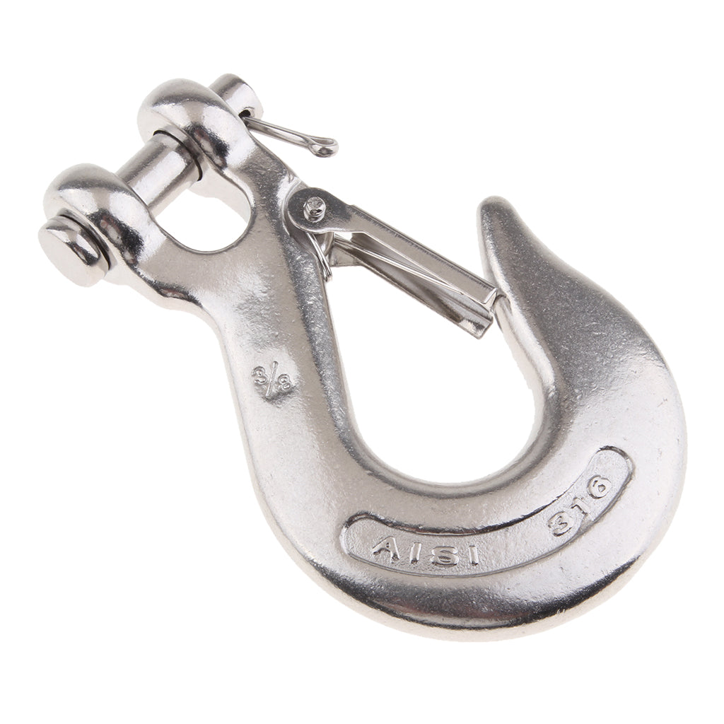 Marine 316 Stainless Steel Trailer Safety Chain Latch Clevis Hook 0.38 inch