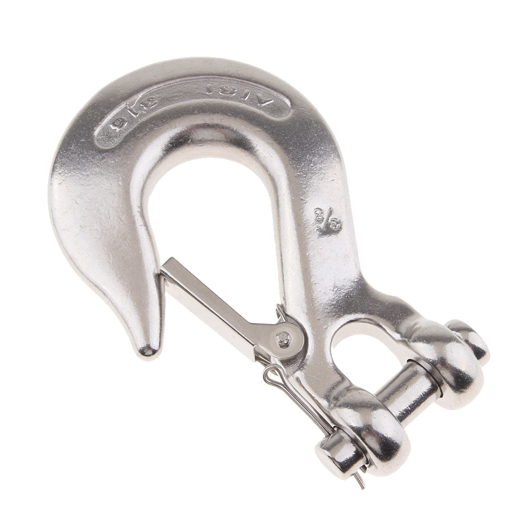 Marine 316 Stainless Steel Trailer Safety Chain Latch Clevis Hook 0.38 inch