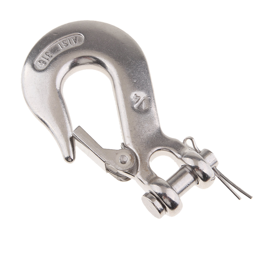 Marine 316 Stainless Steel Trailer Safety Chain Latch Clevis Hook 0.25 inch