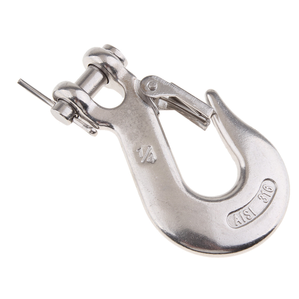 Marine 316 Stainless Steel Trailer Safety Chain Latch Clevis Hook 0.25 inch