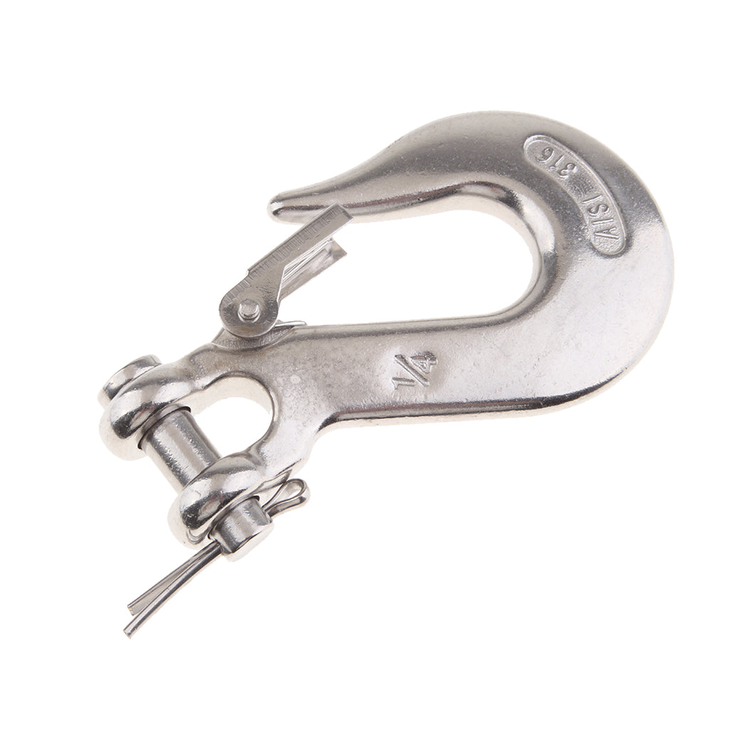 Marine 316 Stainless Steel Trailer Safety Chain Latch Clevis Hook 0.25 inch