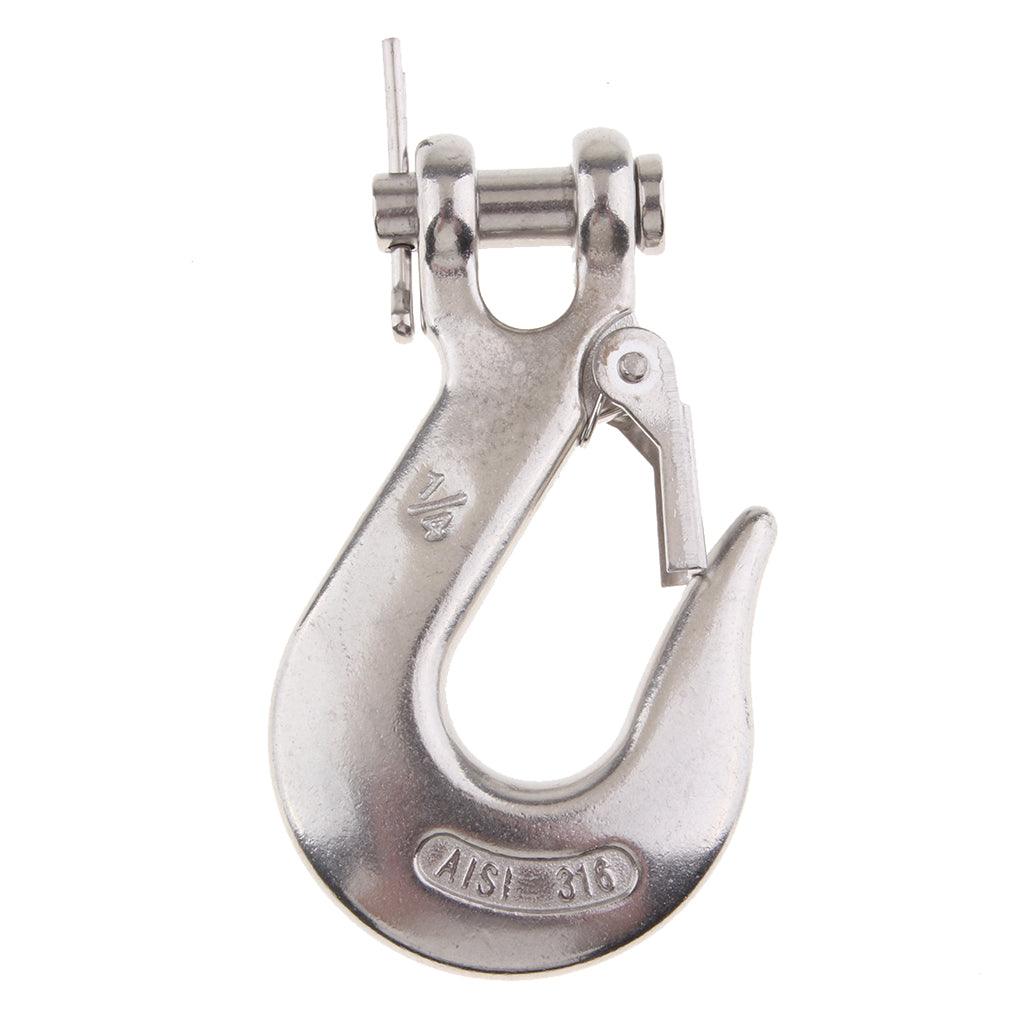 Marine 316 Stainless Steel Trailer Safety Chain Latch Clevis Hook 0.25 inch