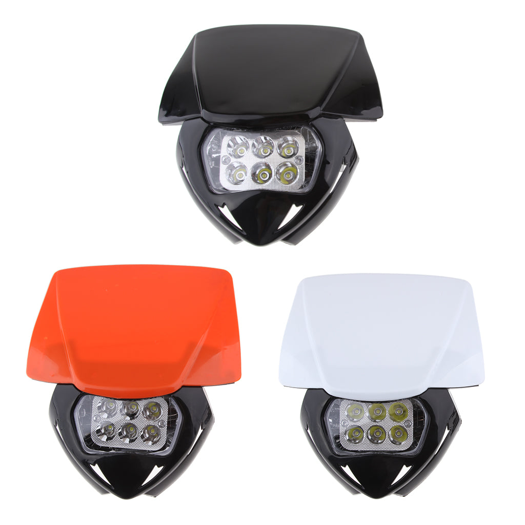 Universal Motorcycle LED Headlight Headlamp for Enduro Dirt Bike Black