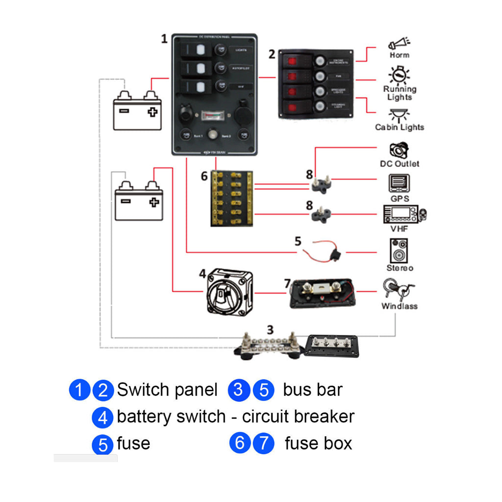 Bus Bar Power Terminal Block Positive M8+M8 Positive Power Distribution Stud