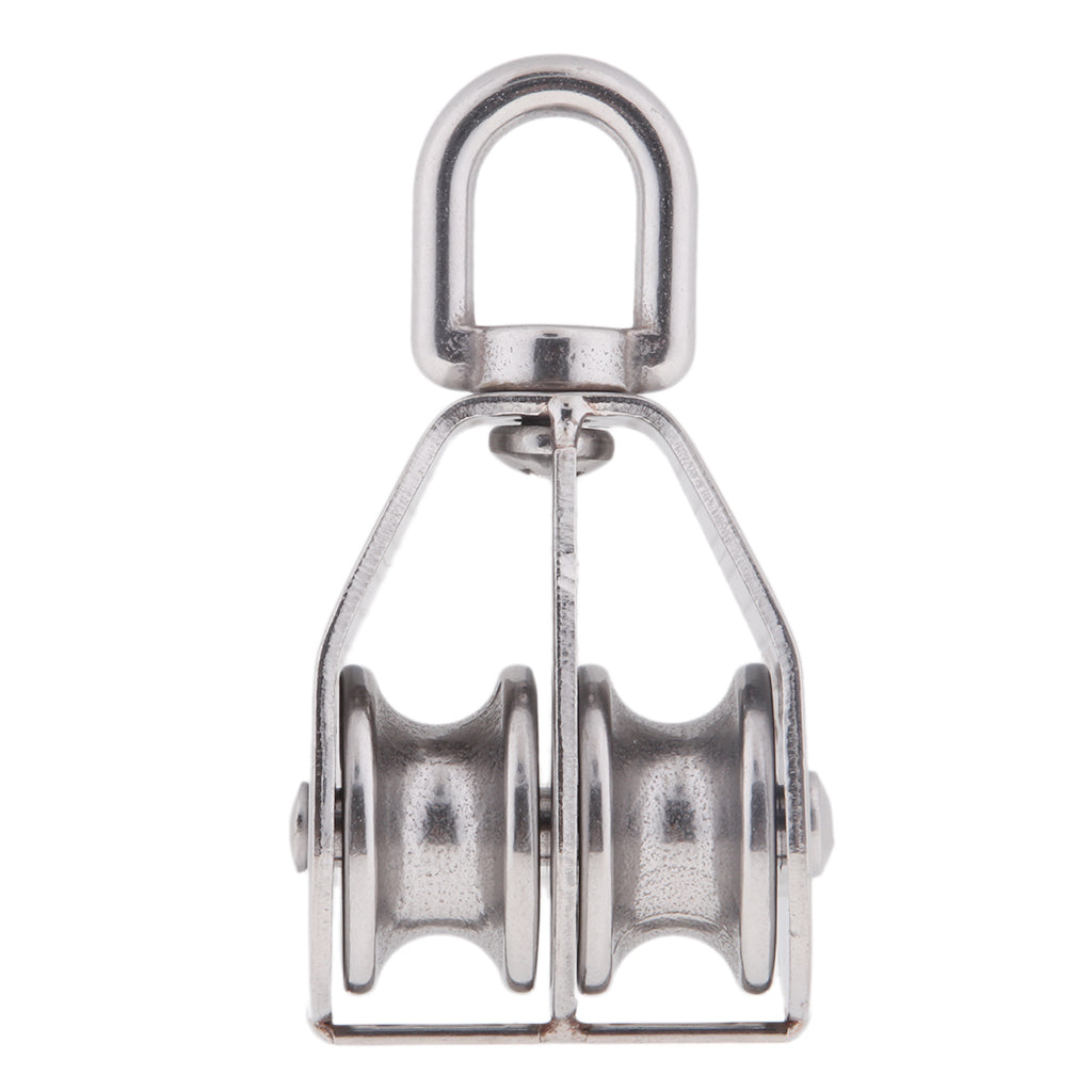 304 Stainless Steel Double Swivel Pulley Block with Swivel Eye M32