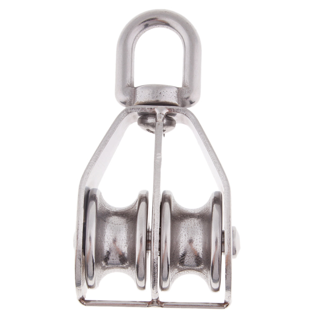 304 Stainless Steel Double Swivel Pulley Block with Swivel Eye M32