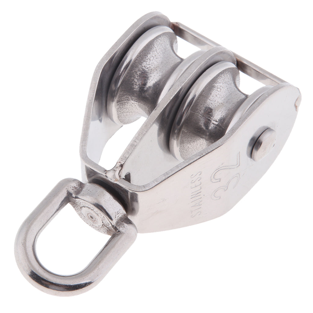 304 Stainless Steel Double Swivel Pulley Block with Swivel Eye M32