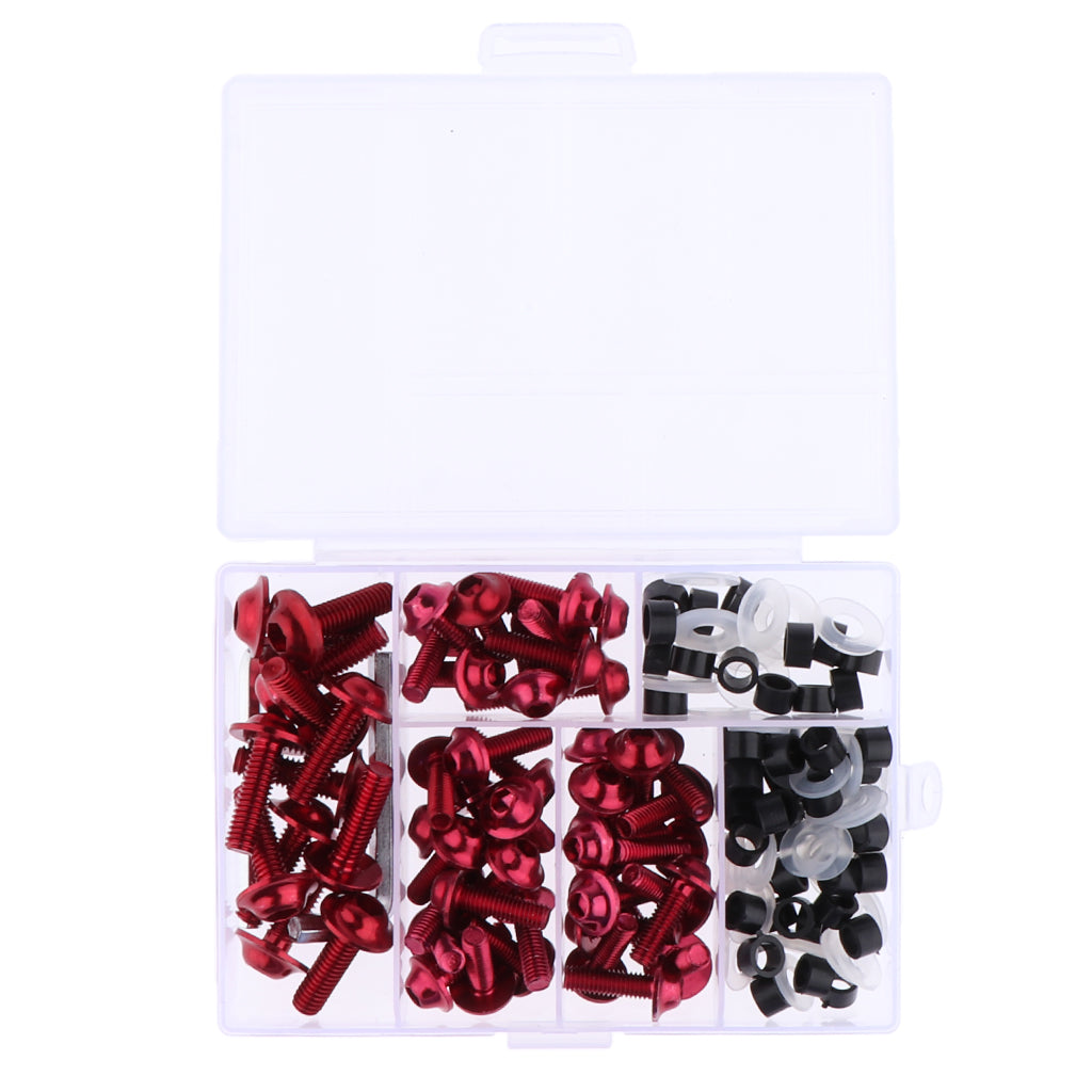 158Pcs Motorcycle Complete Fairing Bolt Kit Fastener Clips Screws Red