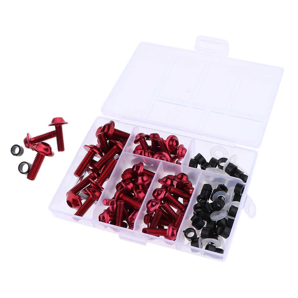 158Pcs Motorcycle Complete Fairing Bolt Kit Fastener Clips Screws Red