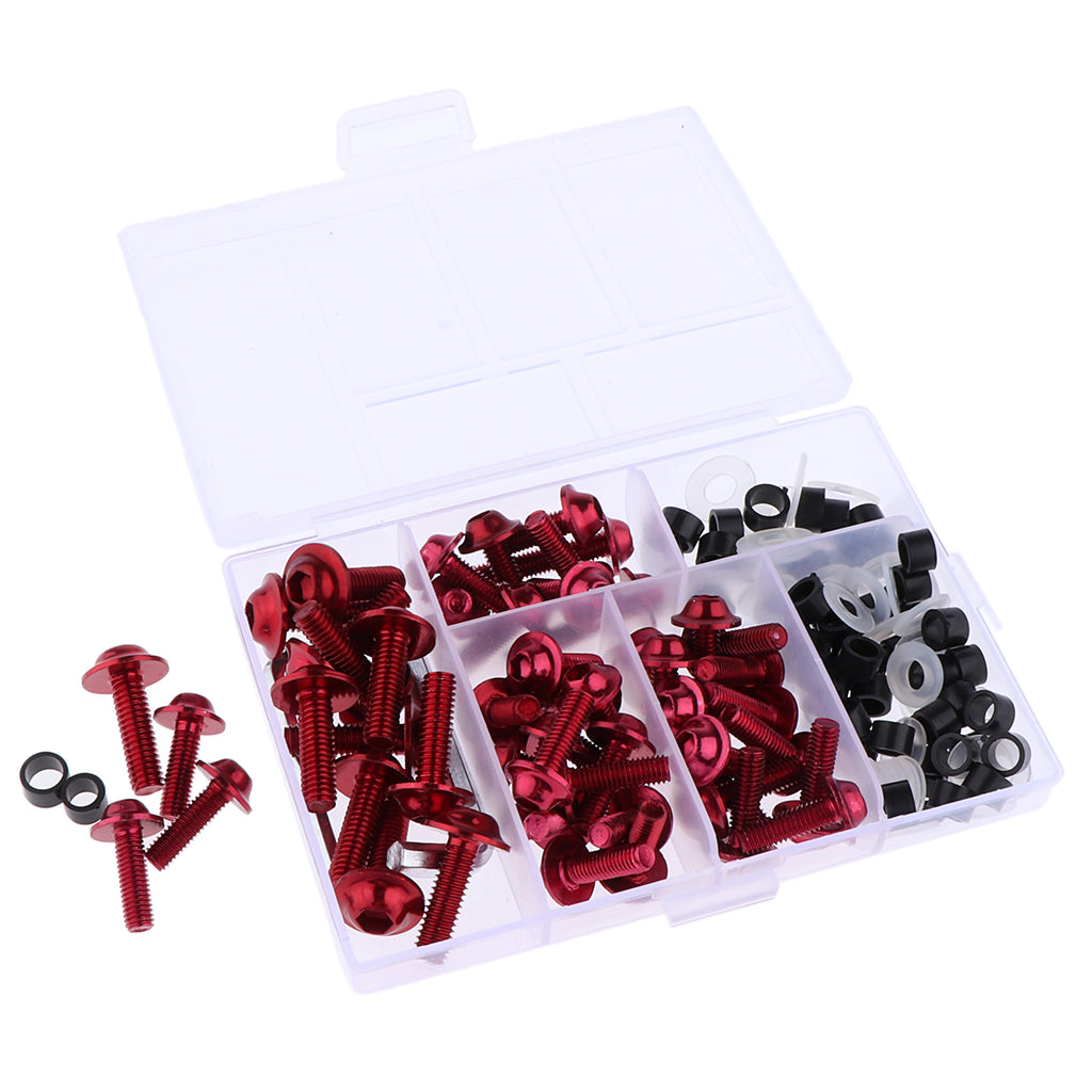 158Pcs Motorcycle Complete Fairing Bolt Kit Fastener Clips Screws Red