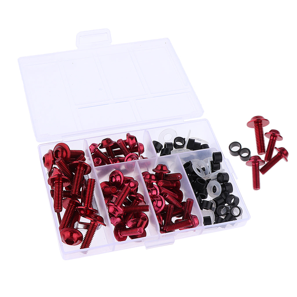 158Pcs Motorcycle Complete Fairing Bolt Kit Fastener Clips Screws Red