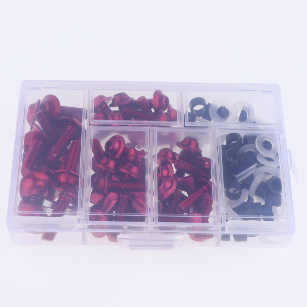 158Pcs Motorcycle Complete Fairing Bolt Kit Fastener Clips Screws Red