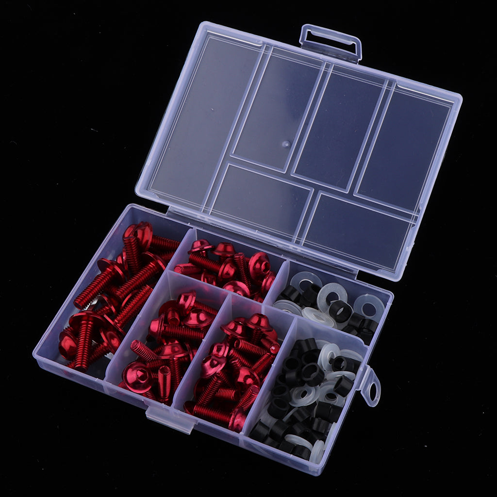 158Pcs Motorcycle Complete Fairing Bolt Kit Fastener Clips Screws Red