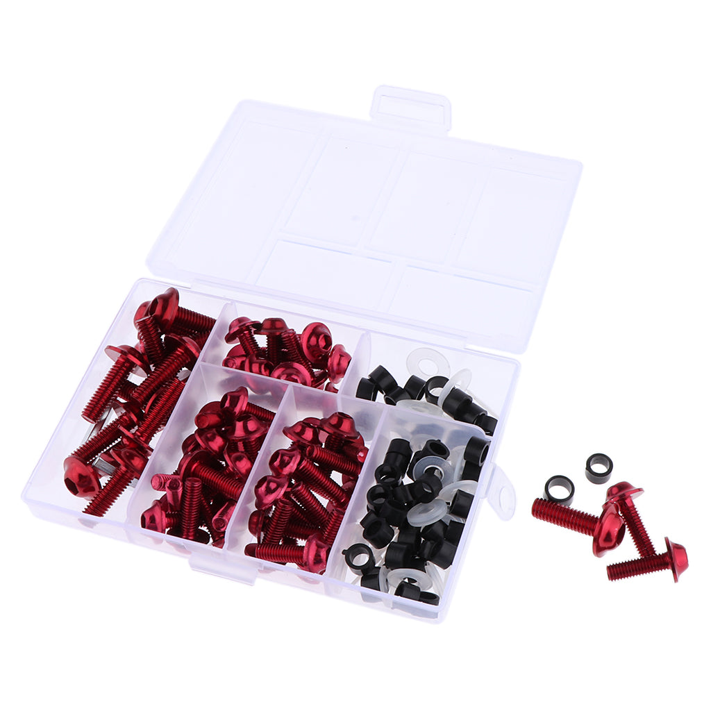 158Pcs Motorcycle Complete Fairing Bolt Kit Fastener Clips Screws Red