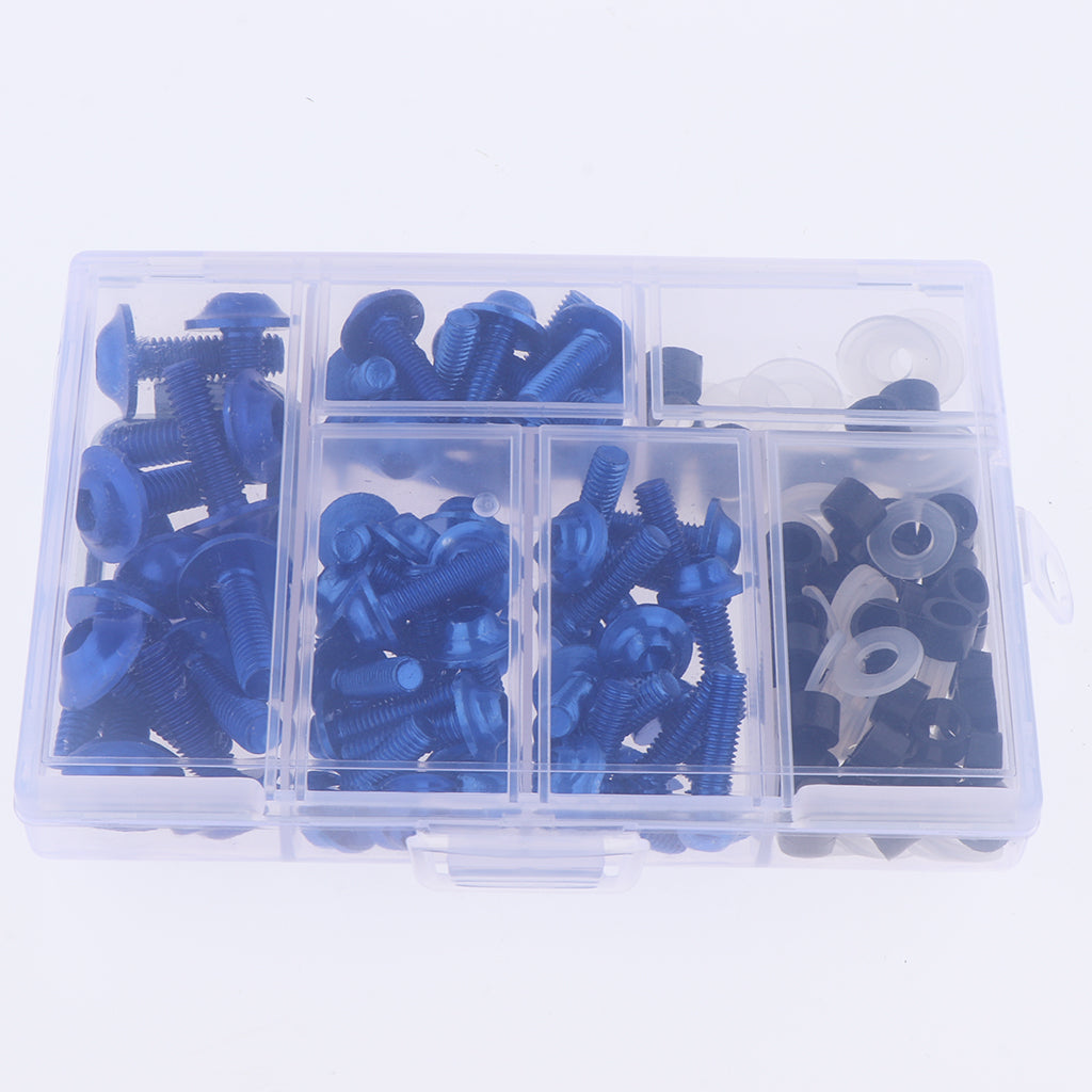 158Pcs Motorcycle Complete Fairing Bolt Kit Fastener Clips Screws Blue