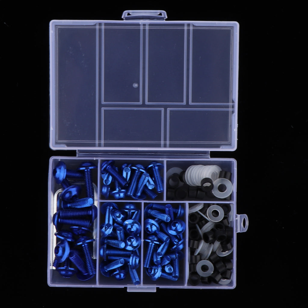 158Pcs Motorcycle Complete Fairing Bolt Kit Fastener Clips Screws Blue