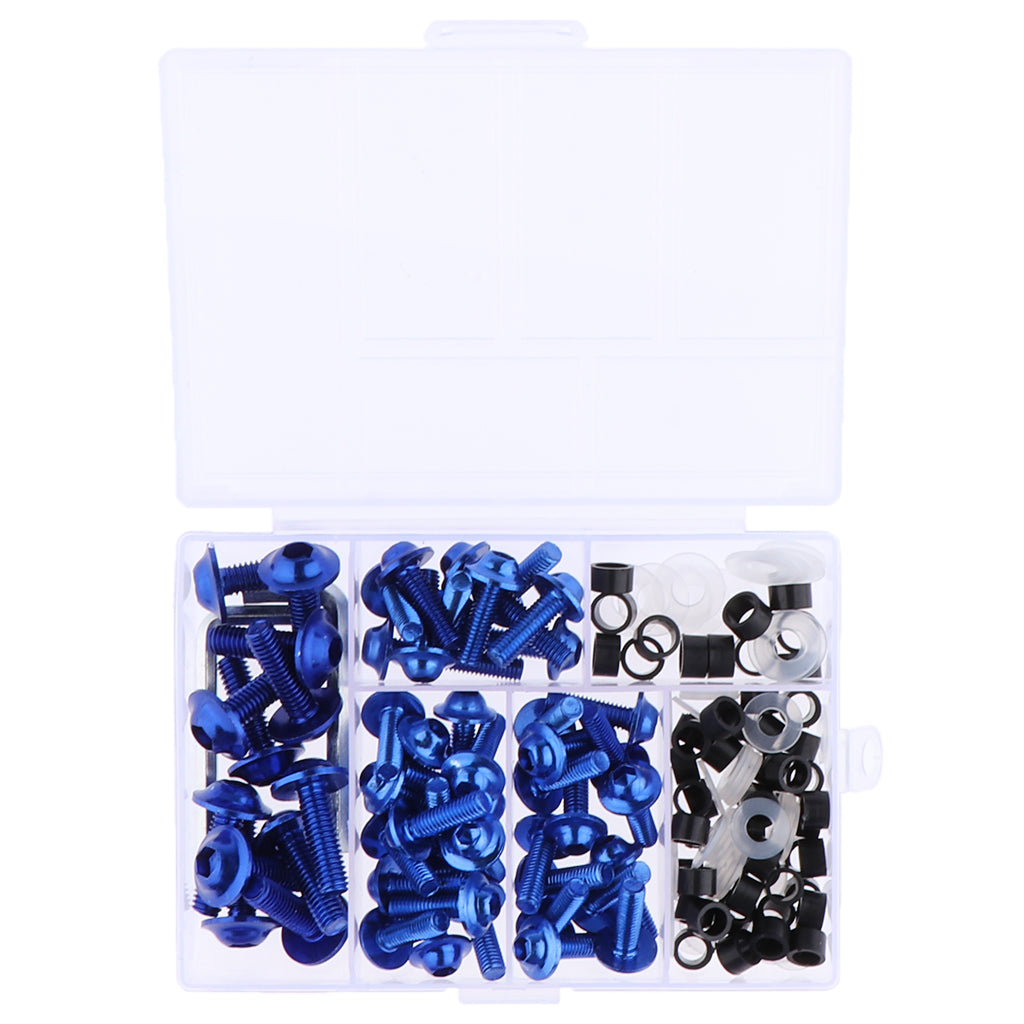 158Pcs Motorcycle Complete Fairing Bolt Kit Fastener Clips Screws Blue