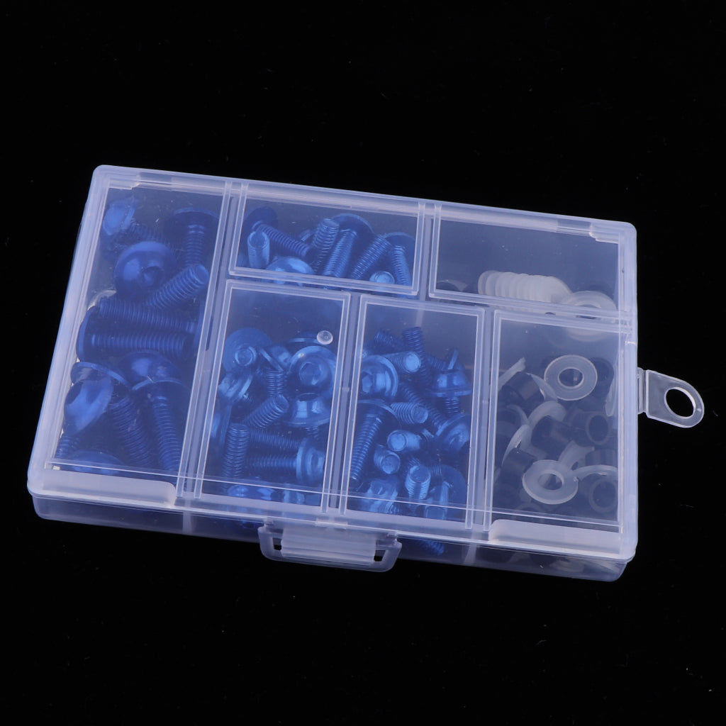 158Pcs Motorcycle Complete Fairing Bolt Kit Fastener Clips Screws Blue