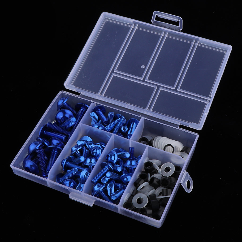 158Pcs Motorcycle Complete Fairing Bolt Kit Fastener Clips Screws Blue