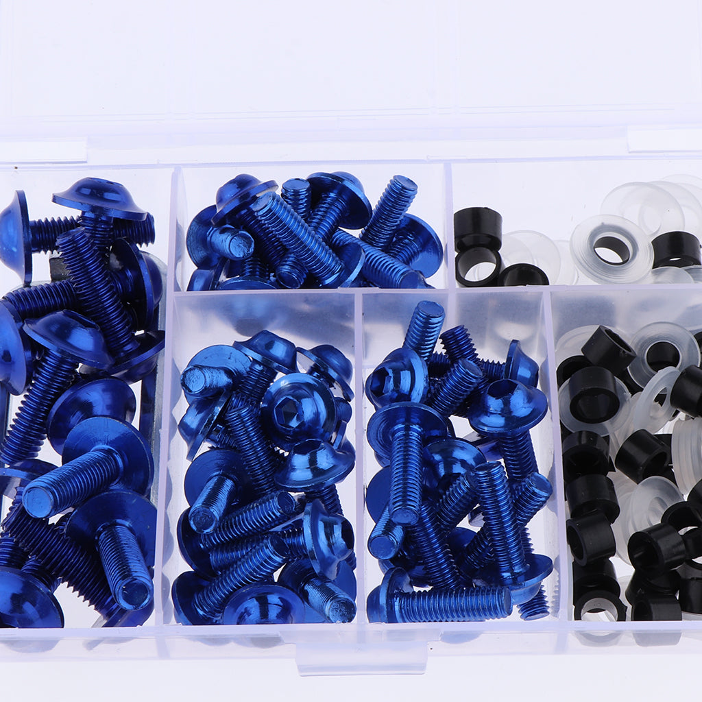 158Pcs Motorcycle Complete Fairing Bolt Kit Fastener Clips Screws Blue