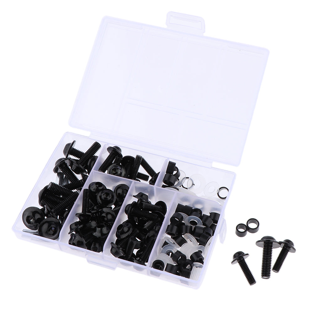 158Pcs Motorcycle Complete Fairing Bolt Kit Fastener Clips Screws Black