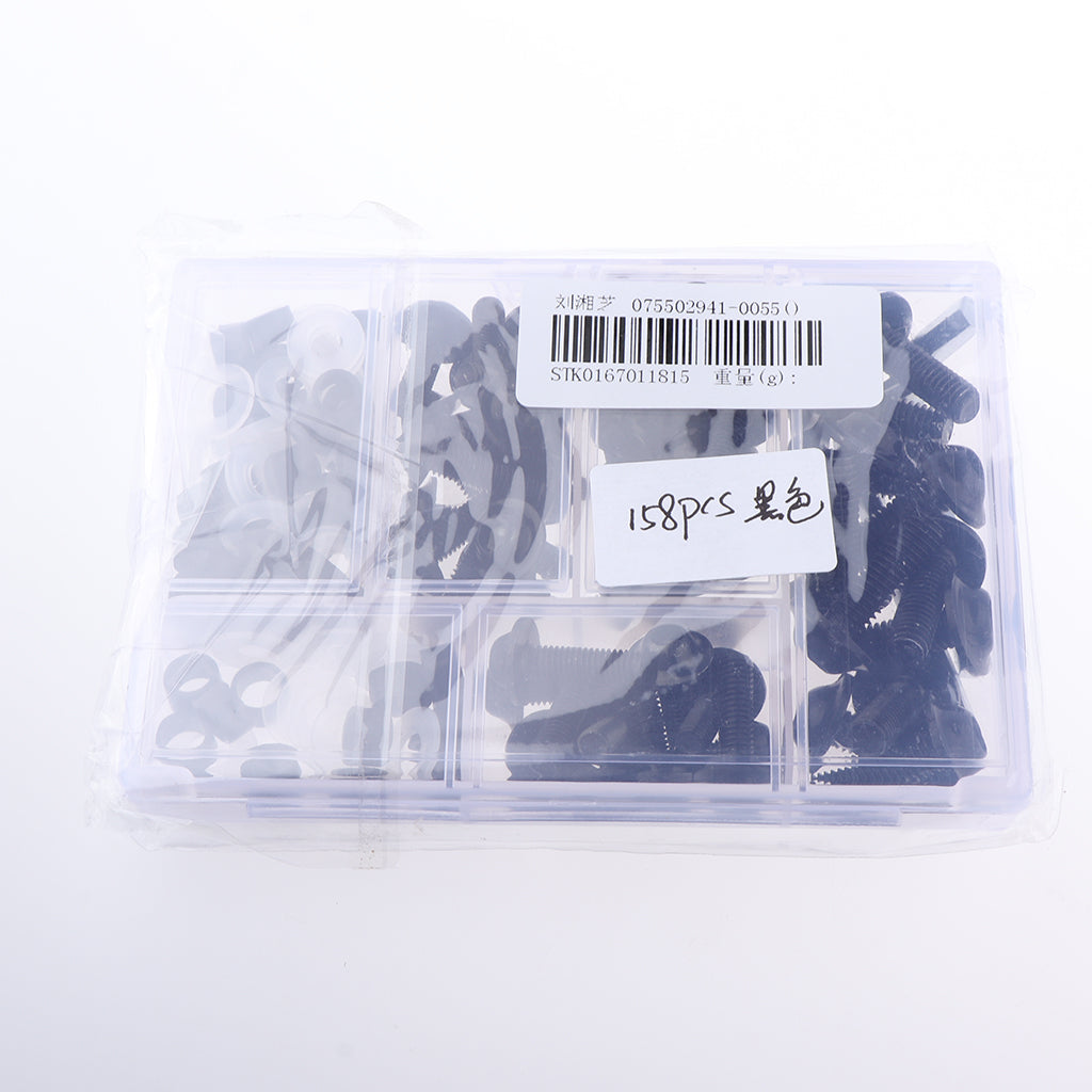 158Pcs Motorcycle Complete Fairing Bolt Kit Fastener Clips Screws Black